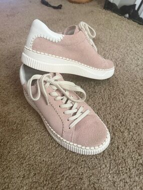 Sofft Pink Suede Lace-Up Sneakers